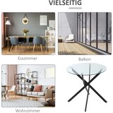  Moderni stakleni blagovaonski stol promjera 80 cm kuhinjski stol s kaljenom staklenom pločom i metalnim nogama za 4 osobe | shoptok.hr