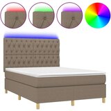  Box spring postelja z vzmetnico LED taupe 140x200 cm blago, (20894768) | Shoptok.si