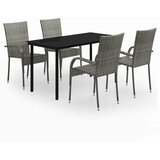  5-dijelni vrtni blagovaonski set sivo-crni Siva Dužina stola 140 cm | shoptok.hr