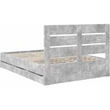  Krevetna konstrukcija s ladicama Betonski sivi 150 x 200 cm | shoptok.hr