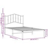 Metalni okvir za krevet s uzglavljem bijeli 100x190 cm | shoptok.hr