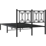  Metalni okvir za krevet s uzglavljem crni 120x190 cm | shoptok.hr