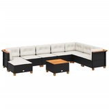 Maison Chic Seti vrtnega pohištva - Vrtna garnitura - Vrtni pohištvo set 9-delna z blazinami črn poli ratan, (21804284) | Shoptok.si