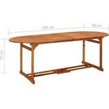 vidaXL vrtni blagovaonski stol 220 x 90 x 75 cm masivno bagremovo drvo | shoptok.hr