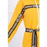Kesi Dress decorated with tape with inscriptions mustard | Shoptok.si