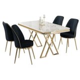 Hanah home set trpezarijski sto i 4 stolice vals white gold anthracite | ePonuda.com