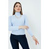 Lafaba Women's Baby Blue Turtleneck Knitwear Sweater Cene