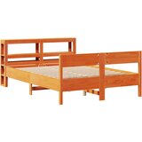 vidaXL Posteljni okvir z vzglavjem voščeno rjava 140x190 cm borovina, (21303321) Cene