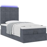 vidaXL Otomanski posteljni okvir z vzmetnicami siv 90x200cm žamet | Shoptok.si