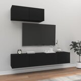 The Living Store Komplet TV omaric 3-delni črn inženirski les - Komplet TV Omaric, (21374406) Cene