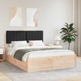 vidaXL Posteljni okvir z oblazinjenim vzglavjem Črna 140 x 200 cm | Shoptok.si