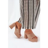 Boto Ladies Sandals Made Of Eco Leather On Heel And Platform Khaki Tamirella | Shoptok.si