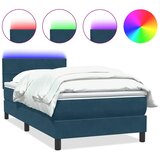 Box Spring krevet s madracem i LED tamnoplavi 80x210 cm baršun | shoptok.hr
