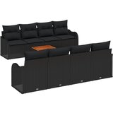 vidaXL 9-dijelni set vrtnog namještaja s jastučićima crni poliratan akacija, 2-sjedna vrtna sofa s jastučićima crni poliratan Cijene