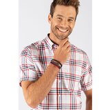 Tudors muška karirana košulja kratkih rukava classic fit - comfort fit bela