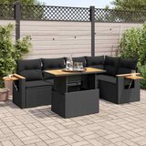 vidaXL Vrtna sedežna garnitura z blazinami 6-delna črn ratan/akacija, (21783432) | Shoptok.si
