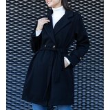 Gemre Elegant Black Oversized Belted Coat Bahera | Shoptok.si
