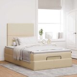 vidaXL Otomanski posteljni okvir z vzmetnico krem 120x190 cm blago, (21611982) | Shoptok.si