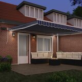  Skrovita tenda Plava i bijela 500 × 300 cm Poliester i aluminij | shoptok.hr