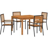 vidaXL Set za obedovanje u vrtu od 5 delova Crni poli ratan bagrem, Stolice za vrt sa jastucima 2 kom Crni poli ratan | shoptok.hr