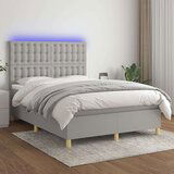  Krevet box spring s madracem LED svjetlosivi 140x200 cm tkanina Cijene