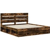  Okvir za krevet s uzglavljem Dimljeni hrast 180 x 200 cm | shoptok.hr