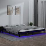 Furnova LED posteljni okvir črn 120x190 cm trden les, (21938787) Cene