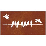  Vrtni zidni ukras 105 x 55 cm od čelika COR-TEN s uzorkom ptica | shoptok.hr