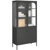  Visoka komoda crna 90 x 40 x 180 cm od stakla i čelika | shoptok.hr