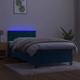  box spring s madracem LED tamnoplavi 90x200 cm baršun | shoptok.hr