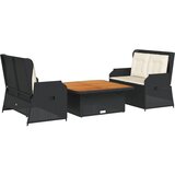  3-dijelna vrtna garnitura od poliratana s jastucima crna 110 x 110 x 40/71 cm | Shoptok.si