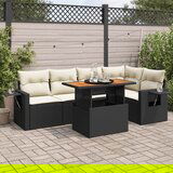 vidaXL 6-dijelni set vrtnih sofa s jastucima crni od poliratana | shoptok.hr