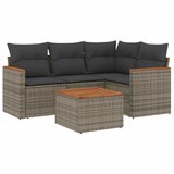  The Living Store Vrtna sedežna garnitura 5-delna z blazinami siv poli ratan - Vrtna Sedežna Garniture, (21461878) | Shoptok.si