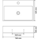 Pipo Umivaonik s otvorom za slavinu keramički crni 76 x 42,5 x 14,5 cm | shoptok.hr