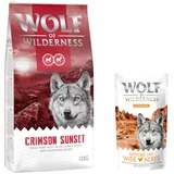 Wolf of Wilderness 12kg + 100g Snack "Explore the Wide Acres" piletina gratis! - Crimson Sunset - janjetina i kozetina