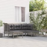 Maison Chic Seti vrtnega pohištva - Vrtna garnitura - Vrtni pohištvo set 5-delna z blazinami siv poli ratan, (21817135) | Shoptok.si