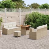 vidaXL 9-dijelni set vrtnih sofa s jastučićima bež poli ratan akacija | shoptok.hr