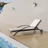 In Ležalnik z blazino in kolesi poli ratan rjav | Shoptok.si