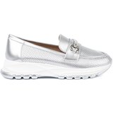 Shelvt Silver loafers with a decorative gold element Cene
