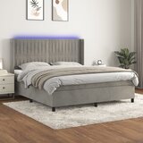 The Living Store Box spring postelja z vzmetnico LED svetlo siva 180x200cm žamet - Box Spring Postelja, (21489566) Cene