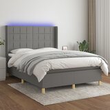 The Living Store Box spring postelja z vzmetnico LED temno siva 140x190 cm blago - Box Spring Postelja, (21520753) Cene