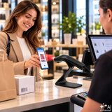 Qoltec 52750 – Žični bralnik črtnih kodov 1D/2D in QR kod s postoljem, USB, črn | Shoptok.si