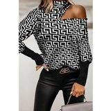 Fenzy Elegantna Bluza S V-Izrezom I Modernim Uzorkom Venitya, Crna Cijene