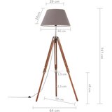  Podna svjetiljka s tronošcem medeno-siva od tikovine 141 cm | shoptok.hr