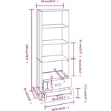  Visoka komoda HAMAR svjetlosiva 60x35x180 cm masivna borovina | shoptok.hr