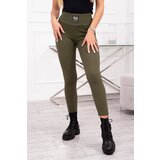 Kesi Khaki ribbed leggings with a high waist Cijene