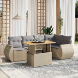 Maison Chic Seti vrtnega pohištva - Vrtna garnitura - Vrtni pohištvo set 6-delna z blazinami bež poli ratan, (21813554) | Shoptok.si