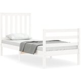  The Living Store Posteljni okvir z vzglavjem bel trden les - Posteljni Okvir, (21442630) | Shoptok.si