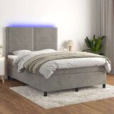  Krevet box spring s madracem LED svjetlosivi 140x200 cm baršun Cijene
