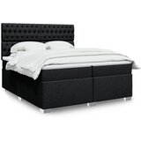 vidaXL Box spring postelja z vzmetnico črn 200x200 cm blago | Shoptok.si